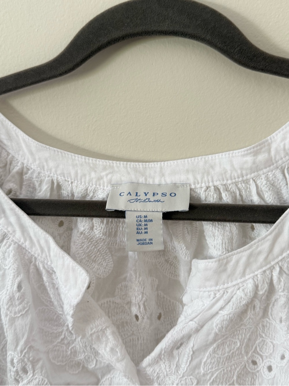 Calypso St. Barth White Eyelet Embroidered Cotton Blouse Size M Beachy Coastal - Picture 2 of 10